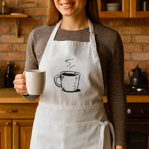 Tablier Tasse à café dessinée à la main Esquisse Minimalis