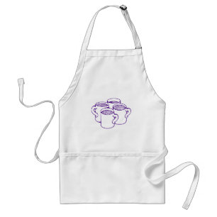 Tablier Tasse à café violette moderne graphique en ligne a