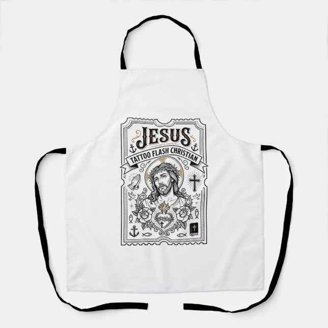 Tablier Tatouage flash Jésus Christianisme Tatouage flash  (Recto)