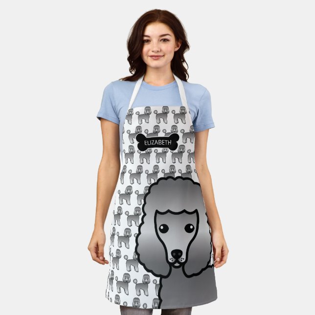 Tablier Tchiot de dessin animé mignon caniche jouet gris & (Porté)