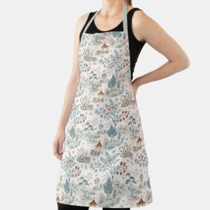 Tablier Tea Chinoiserie French Toile Du Jouy Motif Apron