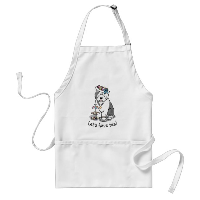 Tablier Tea Party Vieux chien anglais (Grey 1) (Devant)