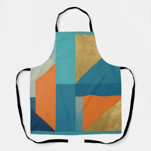 Tablier Teal Orange Or Géométrique Abstrait