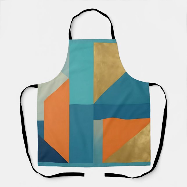 Tablier Teal Orange Or Géométrique Abstrait (Recto)