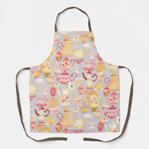 Tablier Teapots et tasses Serviettes de cuisine gris