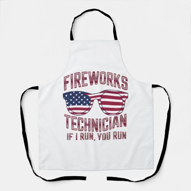 Tablier Technicien de feux d'artifice 4 juillet drôle État (Recto)