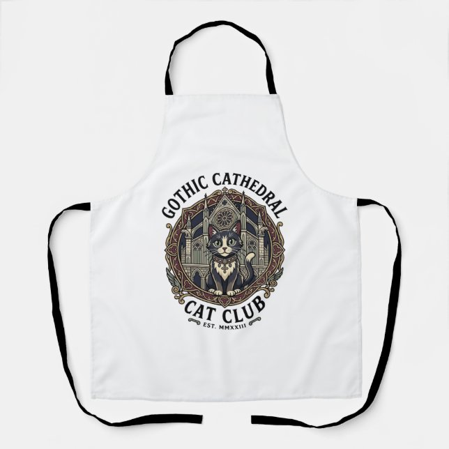 Tablier Tee shirt graphique de chat de cathédrale gothique (Recto)