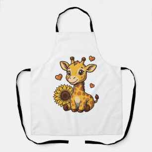 Tablier Tee-shirt vintage gravure tournesol bébé girafe mi
