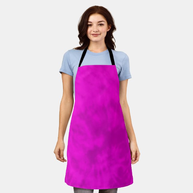 Tablier Teinture tie-dye violette et rose,  (Porté)