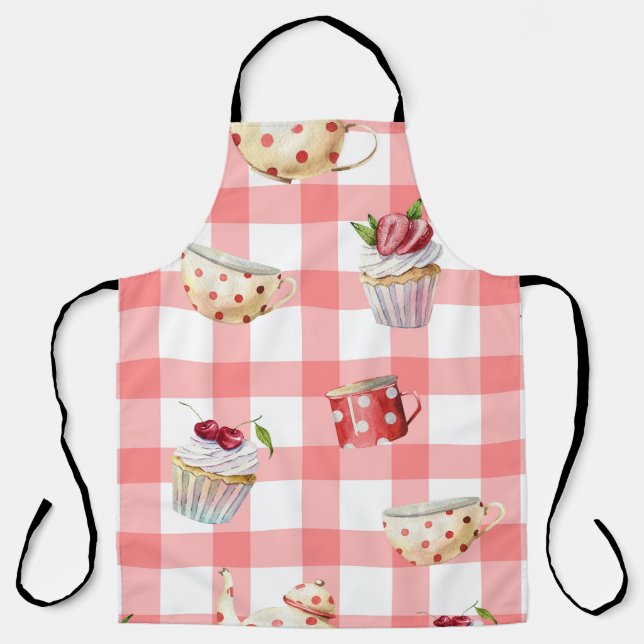 Tablier Teintures d'aquarelle : Cupcakes Motif sans soudur (Recto)