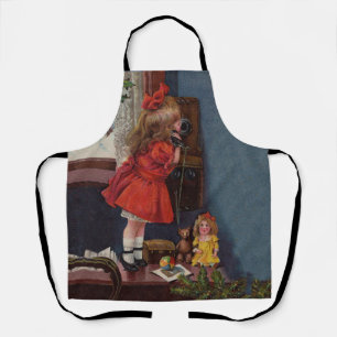 Tablier Téléphone Antique de Petite Fille de Noël