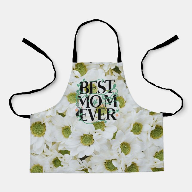 Tablier Tendance Meilleure Maman Jamais Blanc Floral Moder (Recto)