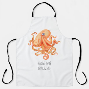Tablier tentacules personnalisées de pieuvre orange mignon