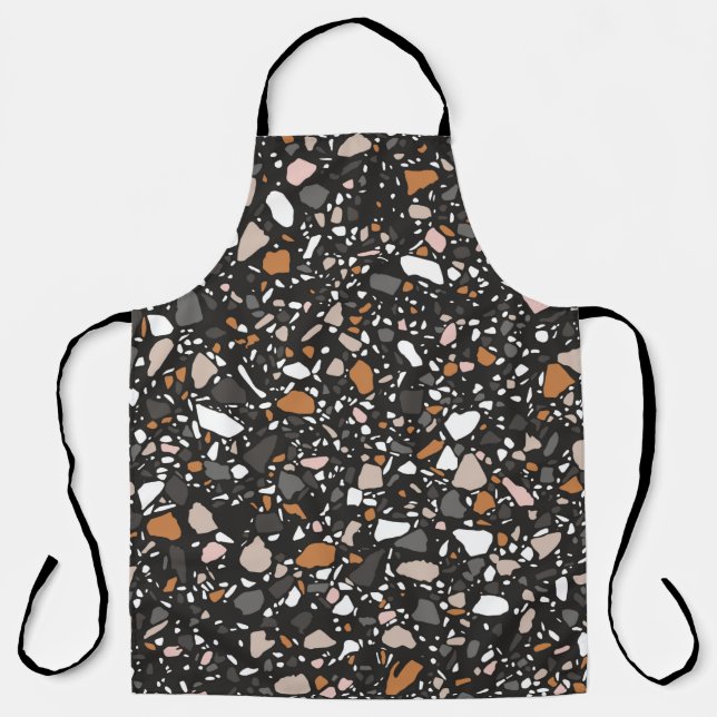 Tablier Terrazzo flooring seamless pattern in dark colors. (Recto)