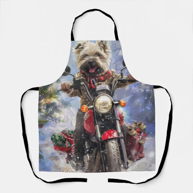 Tablier Tervueren chien à moto Noël (Recto)