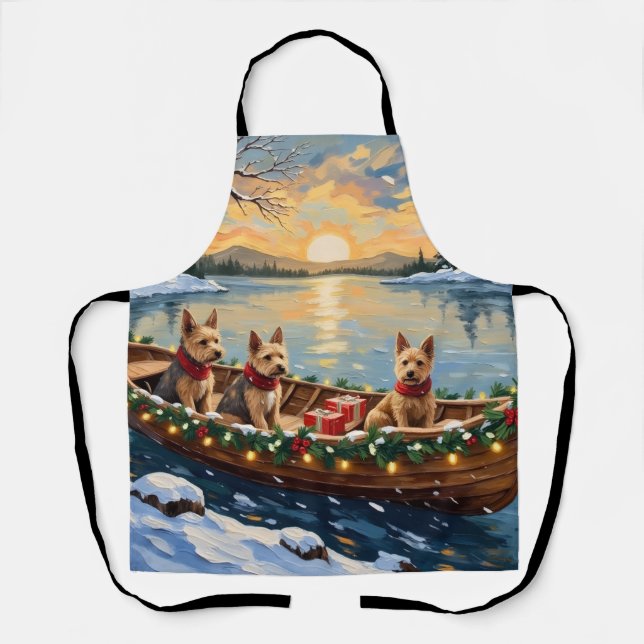 Tablier Tervueren Fox Terrier Noël Bateau Fêtes (Recto)