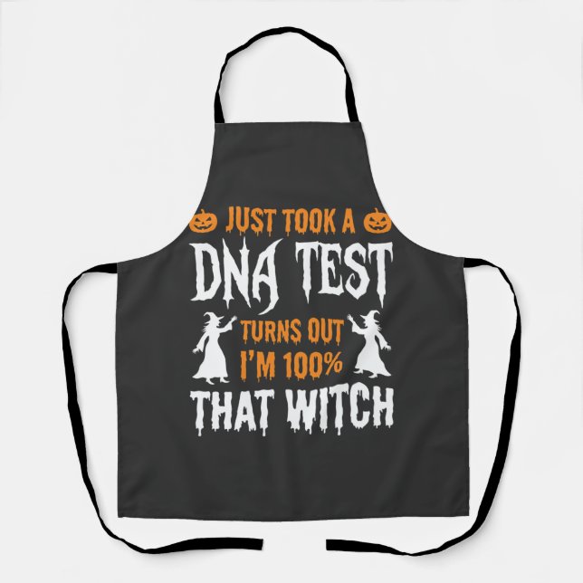 Tablier Test ADN sorcière drôle Halloween Graphique (Recto)