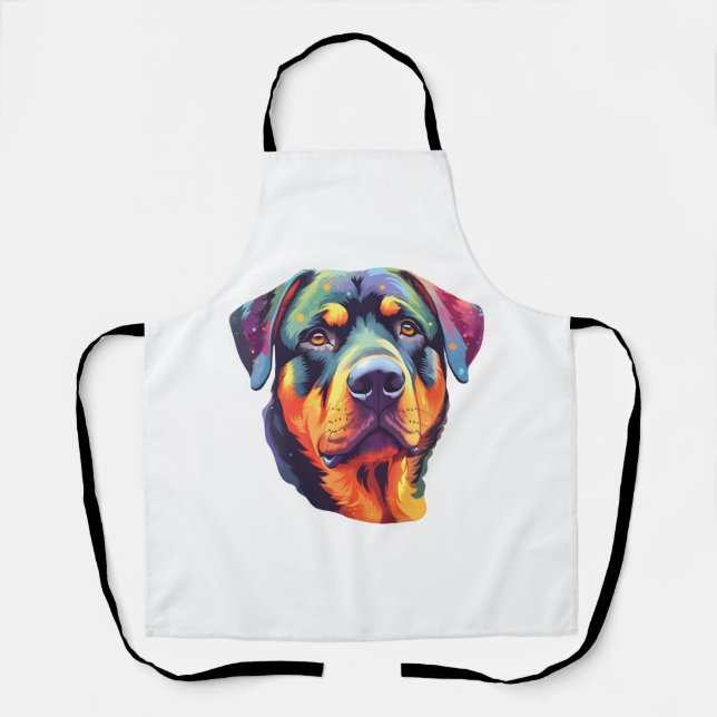 Tablier Tête colorée Rottweiler (Recto)