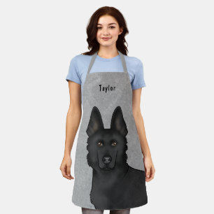 Tablier Tête de chien mignon berger allemand noir nom gris