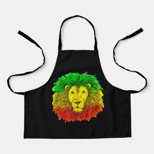 Tablier Tête de lion rasta rouge jaune vert dessin Jamaïqu