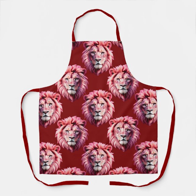 Tablier Tête de lion rose bordeaux Design  (Recto)