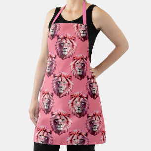 Tablier Tête de lion rose motif animal design rose