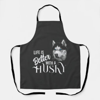 Tablier Tête de portrait Husky Sibérien Avec Yeux Bleus