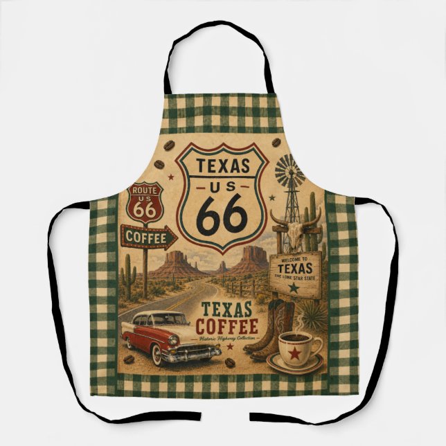 Tablier Texas Ranch Coffee Kitchen Américain (Recto)