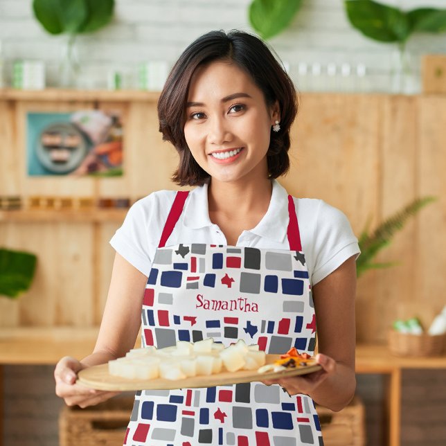 Tablier Texas Red & Blue Wonky Carrés & Rectangles (Créateur téléchargé)