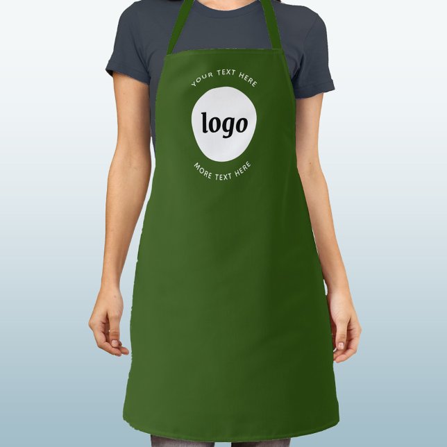 Tablier Texte de logo simple Entreprise Promotionnelle Ver (Simple logo with custom text business branding promotional green apron)