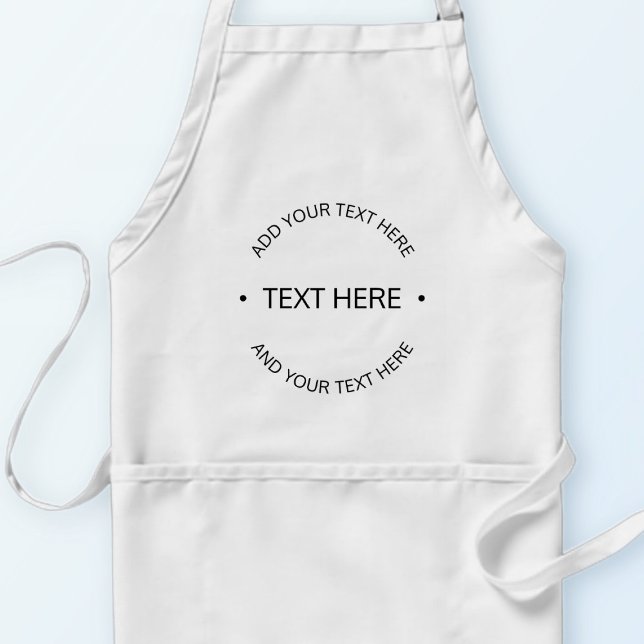 Tablier Texte éditable simple moderne | Blanc & Noir (Créateur téléchargé)