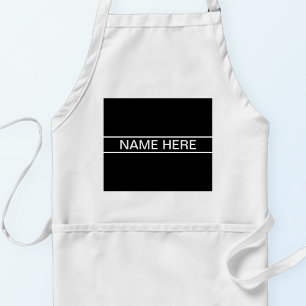 Tablier Texte personnalisable Gras Moderne Noir & Blanc