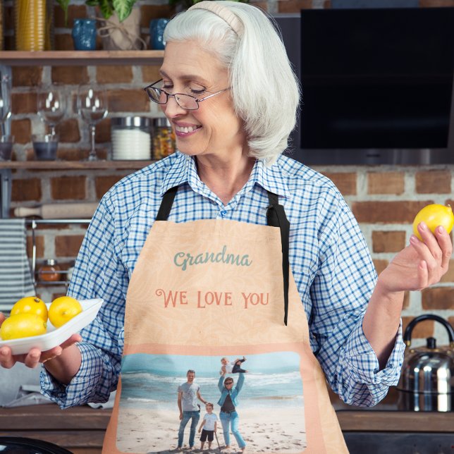 Tablier Texte Personnalisé Chic Grandma Cadeau Orange (Créateur téléchargé)
