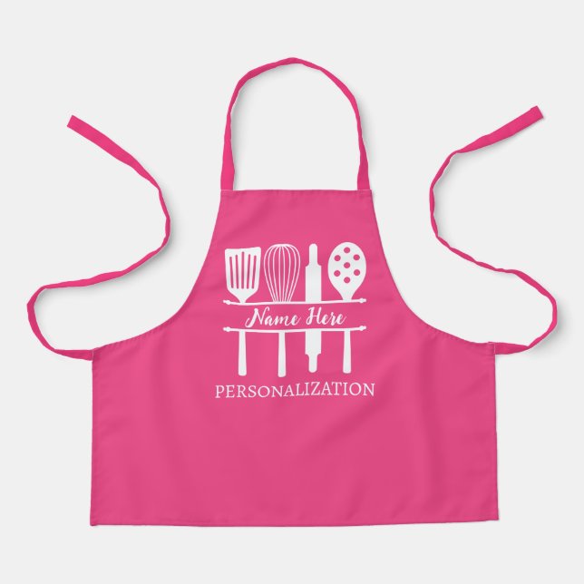 Tablier Texte personnalisé Cuisine Monogramme BBQ Chef Cui (Recto)