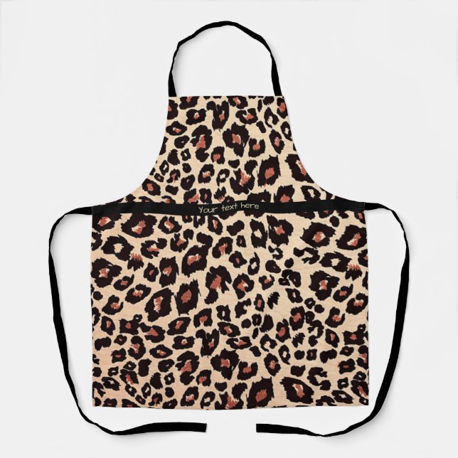 Tablier Texte personnalisé Luxe Leopard Apron chic (Recto)