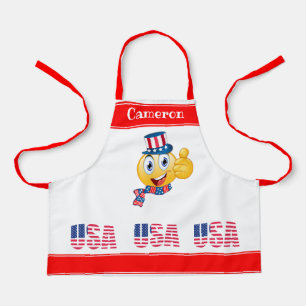 Tablier Texte personnalisé Oncle Sam Emoji avec Casquette 