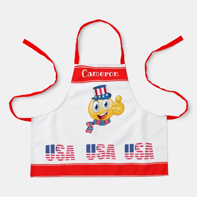 Tablier Texte personnalisé Oncle Sam Emoji avec Casquette  (Recto)