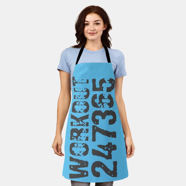 Tablier Texte usé et rayé Workout 247365 bleu (Porté)