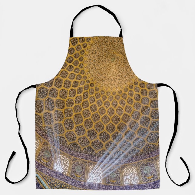 Tablier textile floral jaune et bleu (Recto)