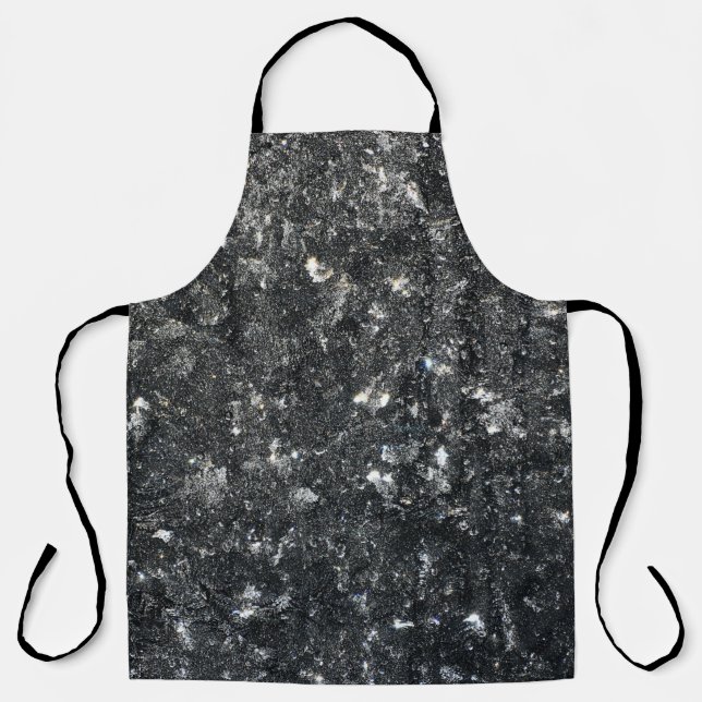 Tablier textile floral noir et blanc (Recto)