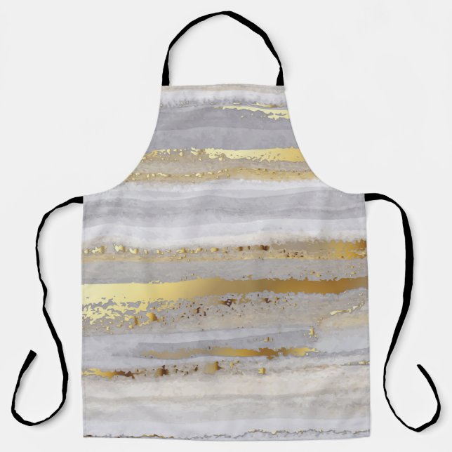 Tablier Texture d'aquarelle en or gris luxe (Recto)