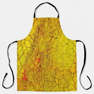 Tablier Texture de la vieille peinture jaune craquelé abst