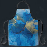 Tablier Texture de marbre bleu Abstrait<br><div class="desc">Abstrait fragment bleu et or d'arrière - plan coloré, papier peint. Mélange de peintures acryliques. Art moderne. Texture de marbre. Alcool couleurs d'encre translucide.Alcool liquide d'art contemporain Abstrait. Art coloré : Mélange transparent bleu et or! Bleu et or Marbre Art : Fluid Fun! or, bleu, arrière - plan, peinture, papier,...</div>
