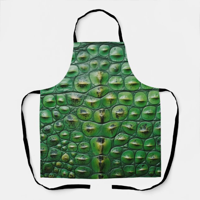 Tablier texture de peau de crocodile animal vert écailles  (Recto)
