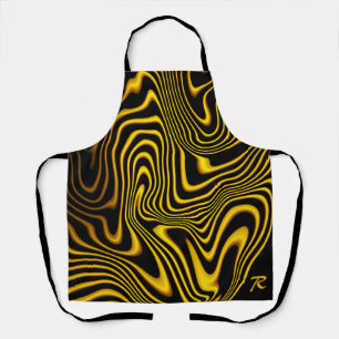 Tablier Texture personnalisée noir jaune or tourbillons