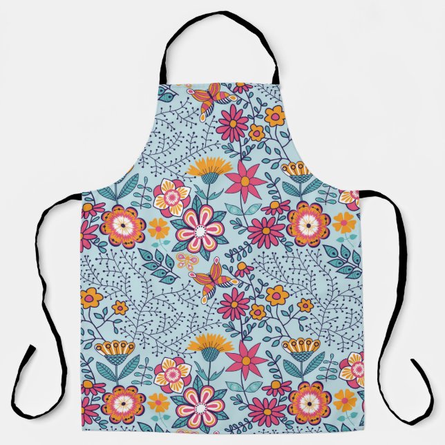Tablier Texture transparente avec fleurs et papillons. Fin (Recto)