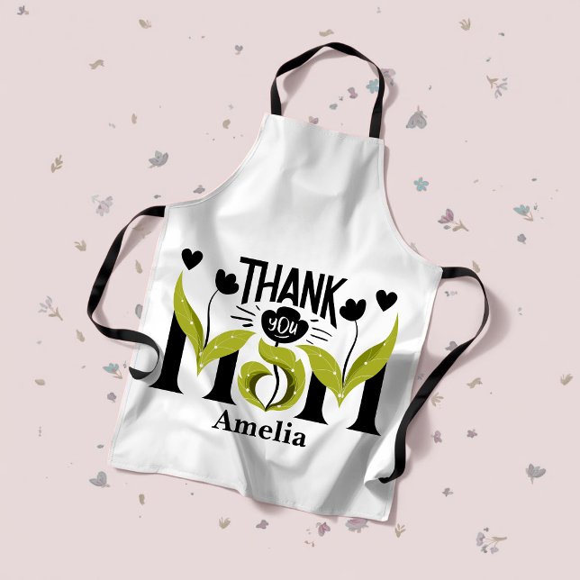 Tablier Thank You Mom Floral Personalized Apron (Créateur téléchargé)