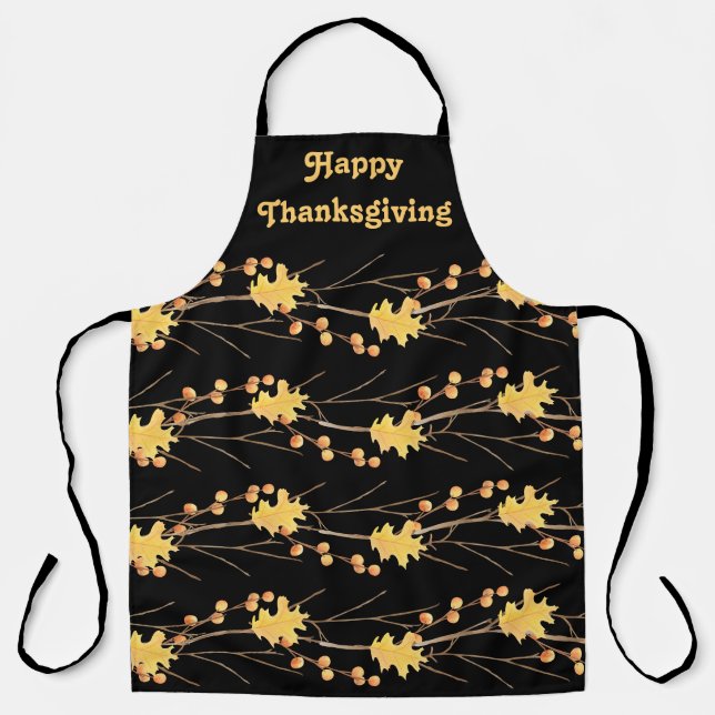 Tablier Thanksgiving Berry Feuilles & Branches Texte modif (Recto)