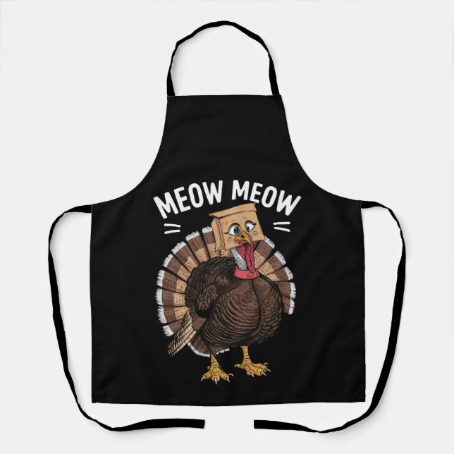 Tablier Thanksgiving Drôle Turquie Chat Meow Fall (Recto)