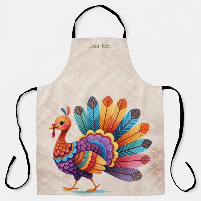 Tablier Thanksgiving Lumineuses Plumes Turquie Apron (Recto)